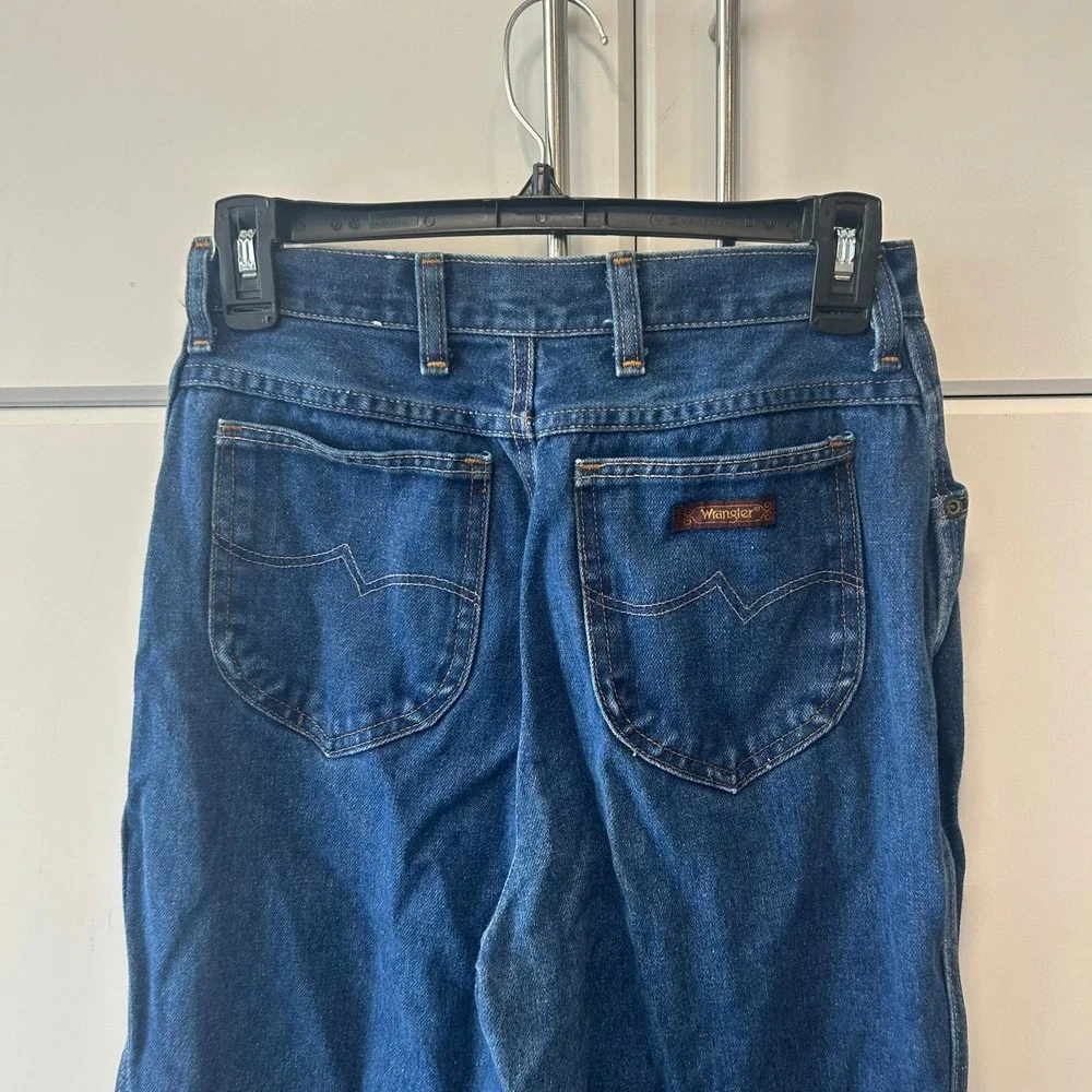 Vintage Wrangler Jeans Womens 12 Average Blue Denim High Rise Straight Leg USA